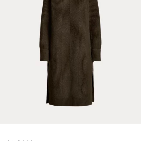 XS RALPH LAUREN RIB-KNIT WOOL-BLEND TURTLENECK DRESS - Picture 2 of 3